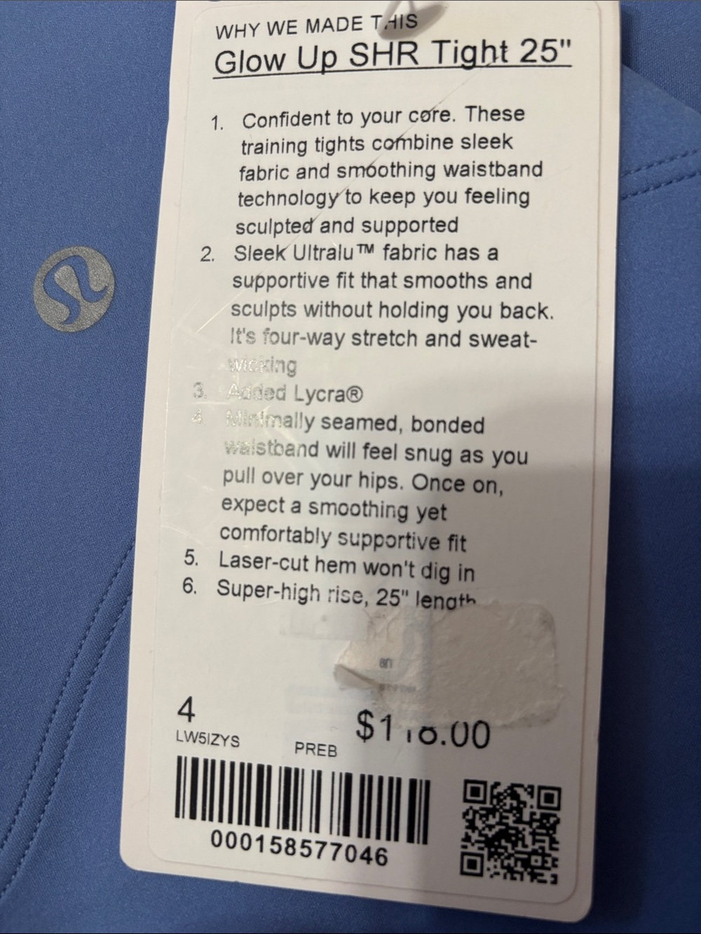 lululemon Glow Up Super High Rise Leggings in Prep Blue, Sz 4 OR 6, 25” NWT - Picture 3 of 3